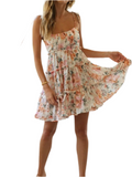 Printed Tie-Strap Tiered Mini Dress