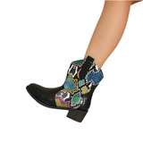 PU Leather Color Block Boots