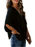 Full Size Ruched Three-Quarter Sleeve Blouse Plus Size