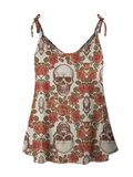 FAM-FAM Skull Scoop Neck Tie Shoulder Cami