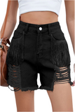 Distressed Fringe Denim Shorts