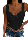 Full Size Lace Detail Sweetheart Neck Tank
