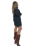 Full Size Button Front Long Sleeve Denim Dress Plus Size