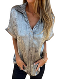 Full Size Collared Neck Short Sleeve Shirt