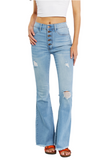 Vibrant MIU Full Size Jess Button Flare Jeans