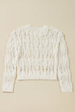 Cutout Round Neck Long Sleeve Knit Cover Up