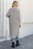 Multicolored Open Front Fringe Hem Cardigan